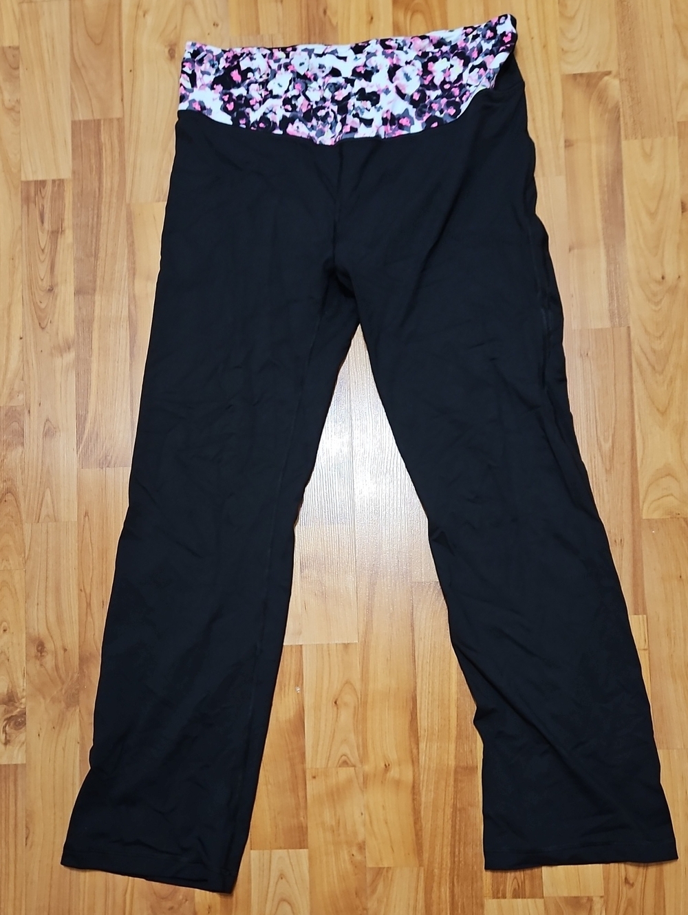 Victoria's Secret Black Leggings with Pink, White & Lime Floral Waist
